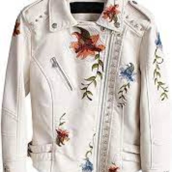 Ly Varey Faux Leather Jacket Soft Embroidered Rivet Motorcycle Punk Style CPO - Picture 4 of 15